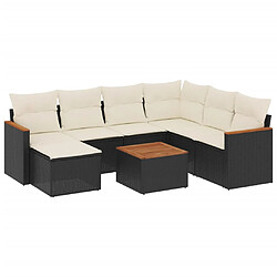 vidaXL Salon de jardin 8 pcs avec coussins noir résine tressée