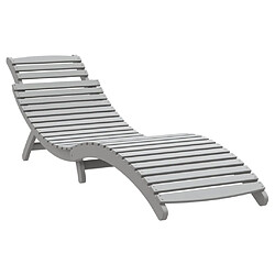 Avis vidaXL Chaise longue avec table gris bois massif d'acacia