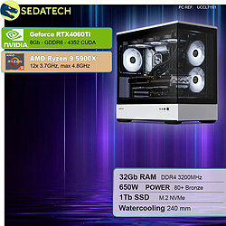 Sedatech PC Gamer XL Vision • AMD Ryzen 9 5900X • RTX4060Ti • 32Go RAM • 1To SSD M.2 • sans OS