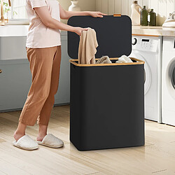 Avis Acaza Panier à Linge 150L - 3 Compartiments - Couvercle Pratique - Noir