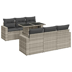 vidaXL Salon de jardin avec coussins 7 pcs gris clair résine tressée