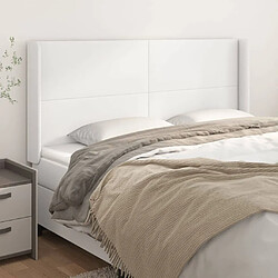 Maison Chic Tête de lit scandinave avec oreilles,meuble de chambre Blanc 203x16x118/128 cm Similicuir -MN14883