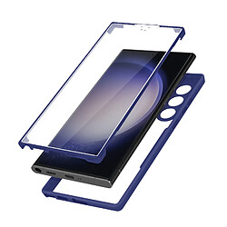 Avizar Coque 360° pour Samsung S23 Ultra Dos Rigide Protection Écran Souple Bord bleu