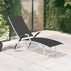 Maison Chic Chaise longue Jardin| Bain de soleil Relax | Transat Textilène et aluminium Noir -GKD75123