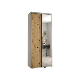 Abiks Meble Armoire DAVOS 3 À Portes Coulissantes 205,2/110/45 2 Portes (Blanc/Artisan/Argent)