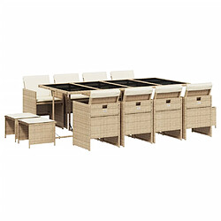 vidaXL Ensemble à manger de jardin et coussins 13 pcs beige