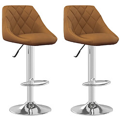 vidaXL Tabourets de bar lot de 2 marron velours