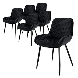 ML-Design Lot de 6 chaises de salle à manger Chaises de salon Chaise de cuisine Noir velours