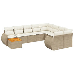 Maison Chic Salon de jardin avec coussins 10 pcs, Ensemble Tables et chaises de jardin, beige résine tressée -GKD366170