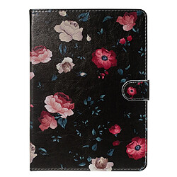 Wewoo Housse Coque Pour Tablet PC universel de 10 pouces de couleur dessin de modèle horizontal Flip étui en cuir PU avec titulaire et fentes cartes fleur de fond noir