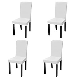 Decoshop26 Housse de chaise droite extensible 4 pcs blanc DEC022367