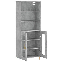 Avis vidaXL Buffet haut Gris béton 69,5x34x180 cm Bois d'ingénierie