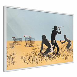 Paris Prix Affiche Murale Encadrée Banksy Trolley Hunters 30 x 20 cm Blanc