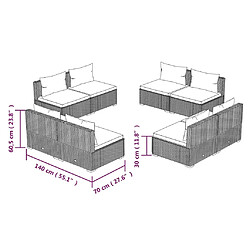 Acheter vidaXL Salon de jardin 8 pcs avec coussins résine tressée noir