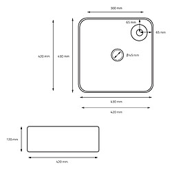 ML DESIGN MODERN LIVING Lavabo en céramique noir mat vasque à poser pour salle de bain 430x430x120 mm pas cher