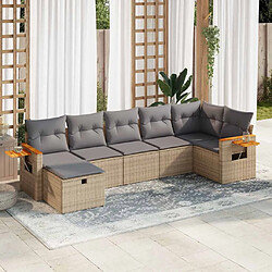 vidaXL Salon de jardin avec coussins 7 pcs beige résine tressée