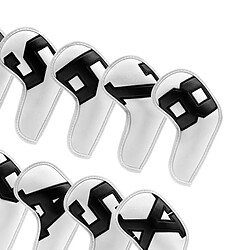 Avis 10x Golf Iron Headcover PU Club Covers Wedges Protecter Noir Sur Blanc