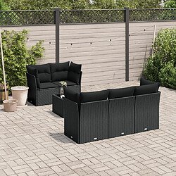 Maison Chic Salon de jardin 6 pcs avec coussins | Ensemble de Table et chaises | Mobilier d'Extérieur noir résine tressée -GKD37317