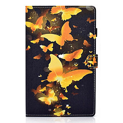 Etui en PU magnétique avec porte-cartes et porte-stylet papillons d'or pour votre Samsung Galaxy Tab A8 (2021) SM-X200/SM-X205