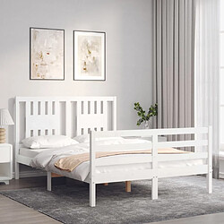 Avis Maison Chic Cadre/structure de lit avec tête de lit pour adulte - Lit Moderne Chambre blanc petit double bois massif -MN11852