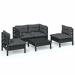 Maison Chic Salon de jardin 5 pcs + coussins - Mobilier/Meubles de jardin - Table et chaises d'extérieur Bois de pin massif -MN89357