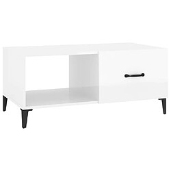 Maison Chic Table basse,Table Console Table d'appoint, Table pour salon Blanc brillant 90x50x40 cm Bois d'ingénierie -MN12827