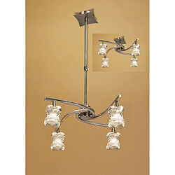 Luminaire Center Suspension Rosa Del Desierto Convertible Semi Plafonnier télescopique 4 Ampoules G9, laiton antique