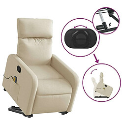 Maison Chic Fauteuil Relax pour salon, Fauteuil inclinable de massage Crème Tissu -GKD10747 pas cher