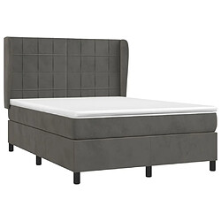 Avis Maison Chic Lit Adulte - Lit simple Lit à sommier tapissier et matelas moelleux - Meuble de Chambre - Gris foncé 140x190cm Velours -MN25857