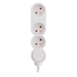 Bloc Home 3 prises 16A 2P+T avec interrupteur et fiche extraplate - Blanc - câble HO5VV-F 3G1 1,5m - Zenitech