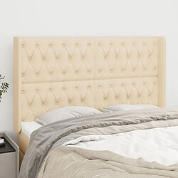 Maison Chic Tête de lit scandinave avec oreilles,meuble de chambre Crème 147x16x118/128 cm Tissu -MN17945