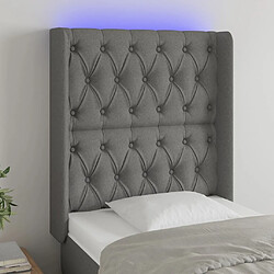 Maison Chic Tête de lit scandinave à LED,meuble de chambre Gris foncé 83x16x118/128 cm Tissu -MN63326