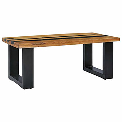 Maison Chic Table basse,Table Console Table d'appoint, Table pour salon 100x50x40 cm Bois de teck massif et pierre de lave -MN88265