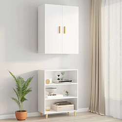 Avis Maison Chic Armoire murale suspendue,Meuble de Rangement pour salon,cuisine Blanc brillant 69,5x34x90 cm -MN40793