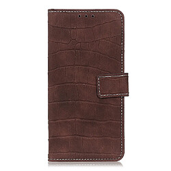 Wewoo Coque Etui à rabat en cuir croco magnétique pour iPhone 11 support et logements cartes et porte-monnaie Marron