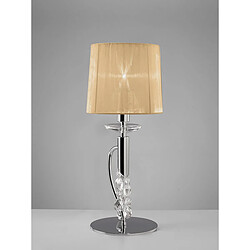 Luminaire Center Lampe de Table Tiffany 1+1 Ampoule E14+G9, chrome poli avec Abat jour bronze & cristal transaparent