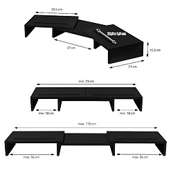 Support double écran 110x27x10,5 cm Noir en bois ML-Design pas cher