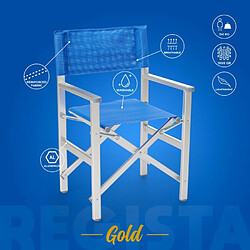 Beach And Garden Design 2 Chaises de plage pliantes portables en textilène aluminium Regista Gold | Bleu