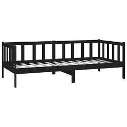 Maison Chic Lit de jour avec matelas, Lit de repos Lit d'invité pour Salon Chambre,Canapé-lit 90x200 cm Noir Bois de pin massif -MN84441 pas cher