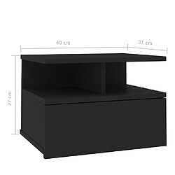 vidaXL Table de chevet flottante Noir 40x31x27 cm Bois d'ingénierie pas cher