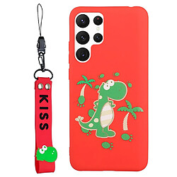 Coque en silicone avec lanière rouge pour votre Samsung Galaxy S22 Ultra 5G