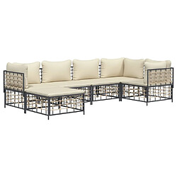 Avis Maison Chic Salon de jardin 6 pcs + coussins - Mobilier/Meubles de jardin - Table et chaises d'extérieur anthracite résine tressée -MN32080