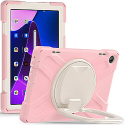 Coque en silicone anti-chute avec poignée et béquille rotative pour votre Lenovo Tab M10 (Gen 3) TB-328FU/TB-328XU - rose