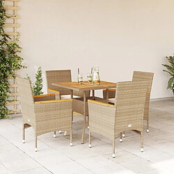 vidaXL Ensemble à manger de jardin et coussins 5pcs beige rotin acacia