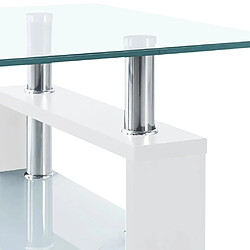 Avis vidaXL Table basse Blanc et transparent 95x55x40 cm Verre trempé