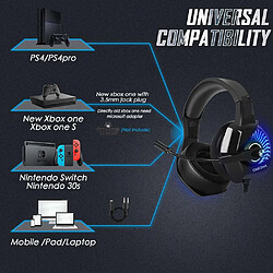 Avis E-Thinker Casque Gaming PS4 - Casque Gamer avec Micro et RGB LED Lampe pour PS4 Xbox One PC Mac Smartphone /Surround 7.1 virtuel/Anti Bruit Mic/Arceau Réglable (RGB)