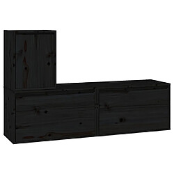 Maison Chic Meubles TV 3 pcs pour salon Noir Bois massif de pin -MN76987