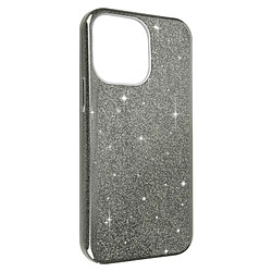 Avizar Coque iPhone 14 Pro Max Paillette Amovible Silicone Semi-rigide Argent