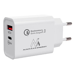 Chargeur secteur Maclean 20W, PD, Power Delivery, Qualcomm Quick Charge, QC 3.0, 5V3A/9V2.22A/12V1.67A, blanc, MCE485W