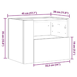 vidaXL Table de chevet murale chêne fumé 45x30x35 cm pas cher